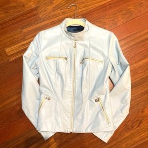 Light blue leather jacket